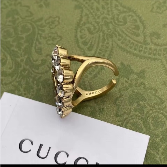 Gucci Gold and Silver Crystal Ring - Picture 4 of 4